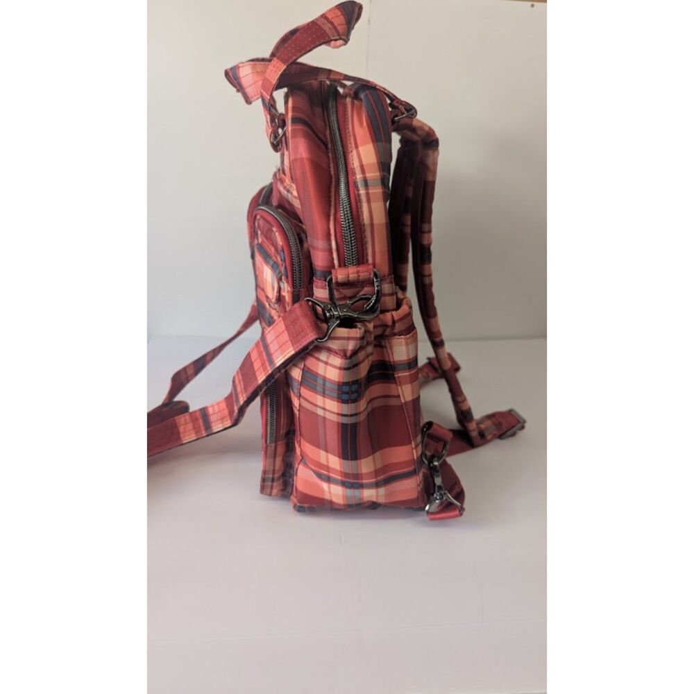 NWT Lug Mini Puddle Jumper Convertible Backpack Tote Bag Red Tempo Plaid Acorn - Picture 2 of 10